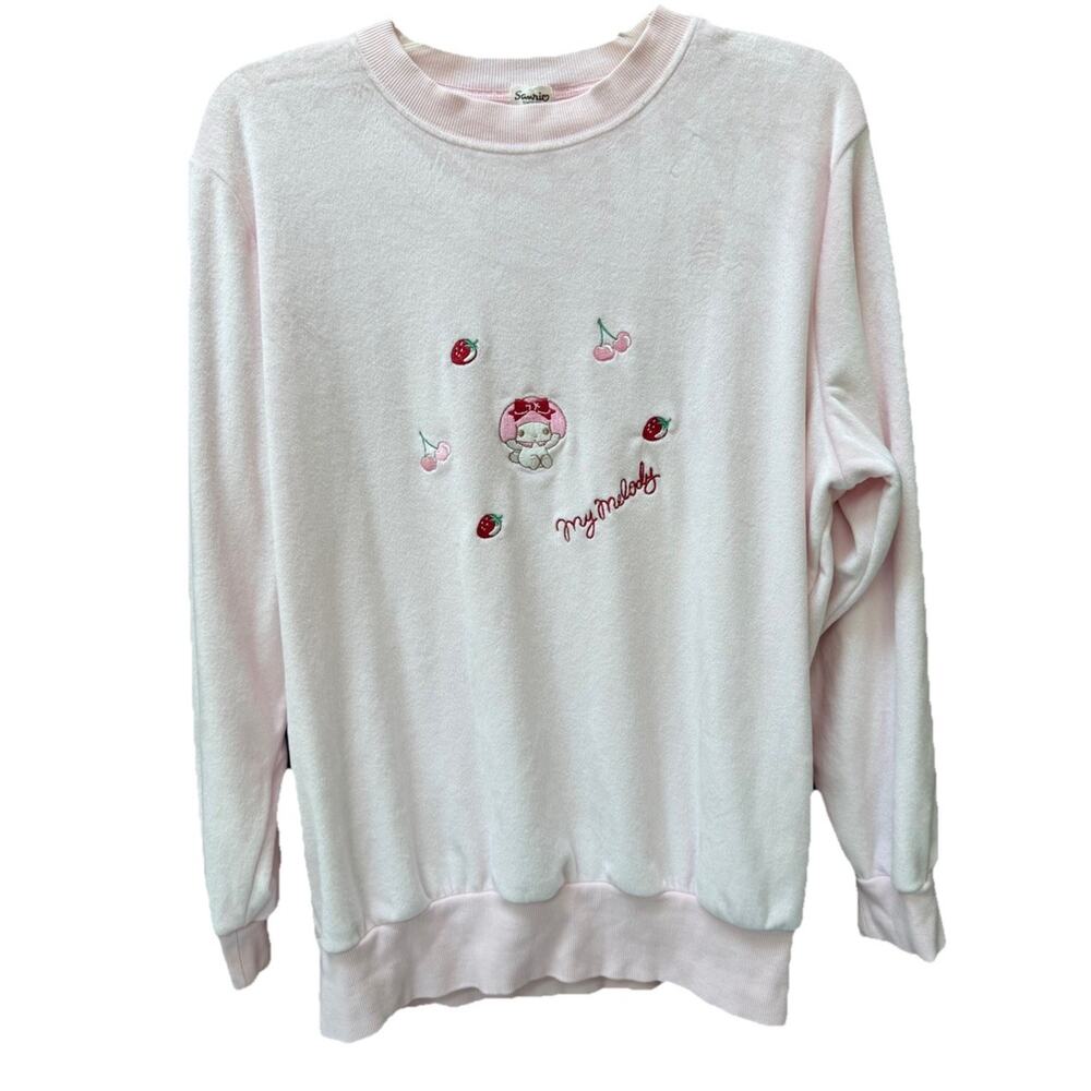 Sanrio My Melody Embroidered Crewneck Women Medium Large Baby Pink Plush Japan